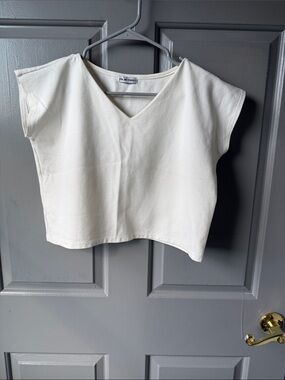 Kids Cream V-Neck Short Sleeve Top